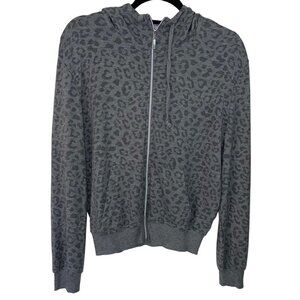 MeMoi Collections Womens Jacket Gray Size Small Animal Print Full Zip Casual